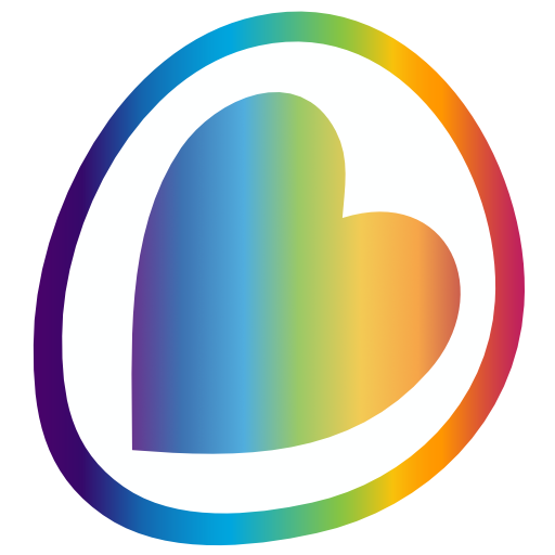 The aDoddle.org Logo. Rainbow coloured circle with heart in the middle.